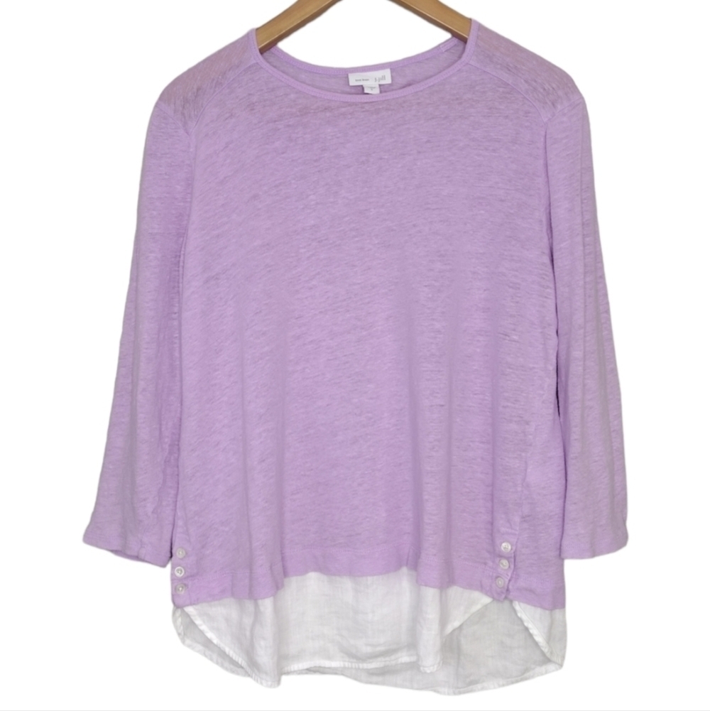 J. Jill Love Linen Women's Pullover Long Sleeve Crew Neck Blouse